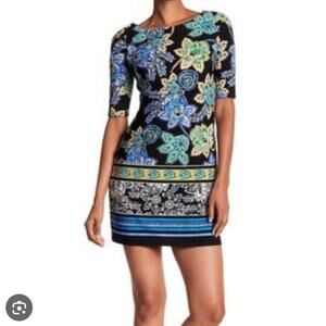 Eliza J Tunic Floral Print Black Dress